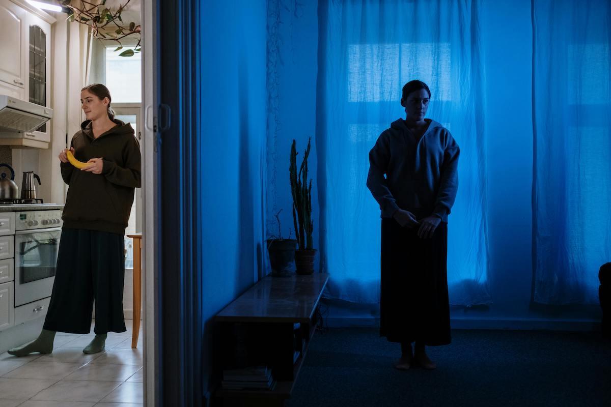 A woman being happy and sad in two different times of the day